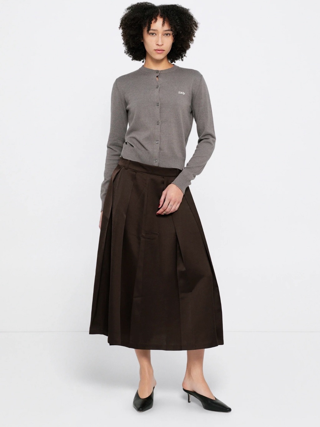 Day Birger Et Mikkelsen Brown Midi Pleated Skirt Classic A-Line Smart Casual